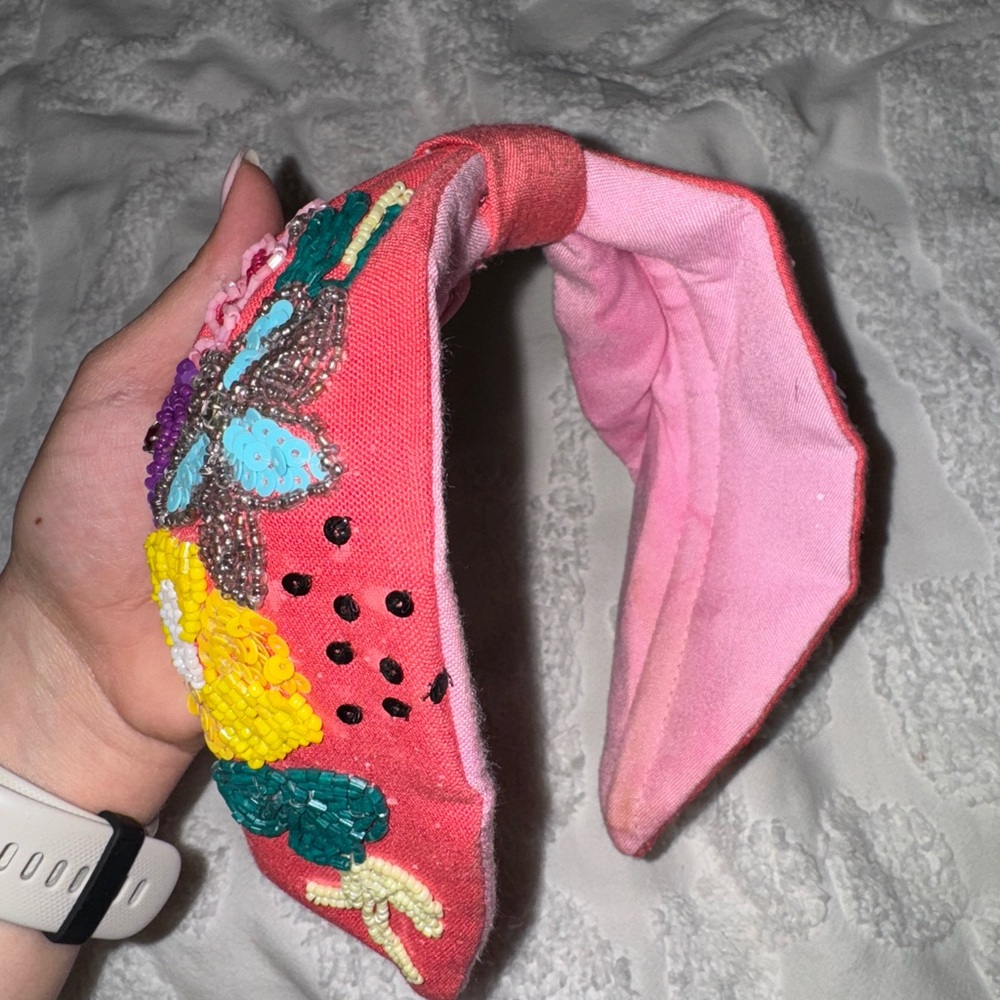 Floral Embellished Pink Headband